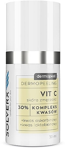 Пилинг 20% для лица с аскорбиновой и лактобионовой кислотой - Solverx Dermopeel Peeling Vit C — фото N1