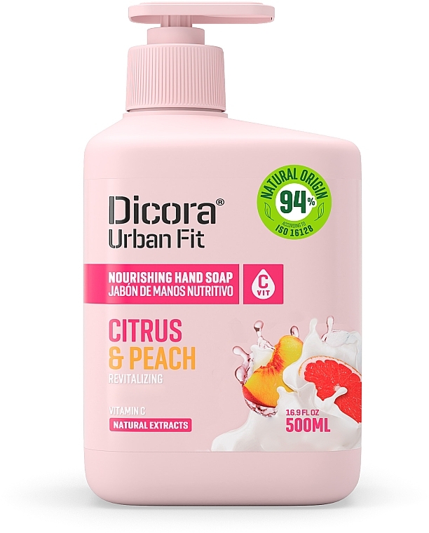 Живильне мило для рук з вітаміном С "Цитрус та персик" - Dicora Urban Fit
