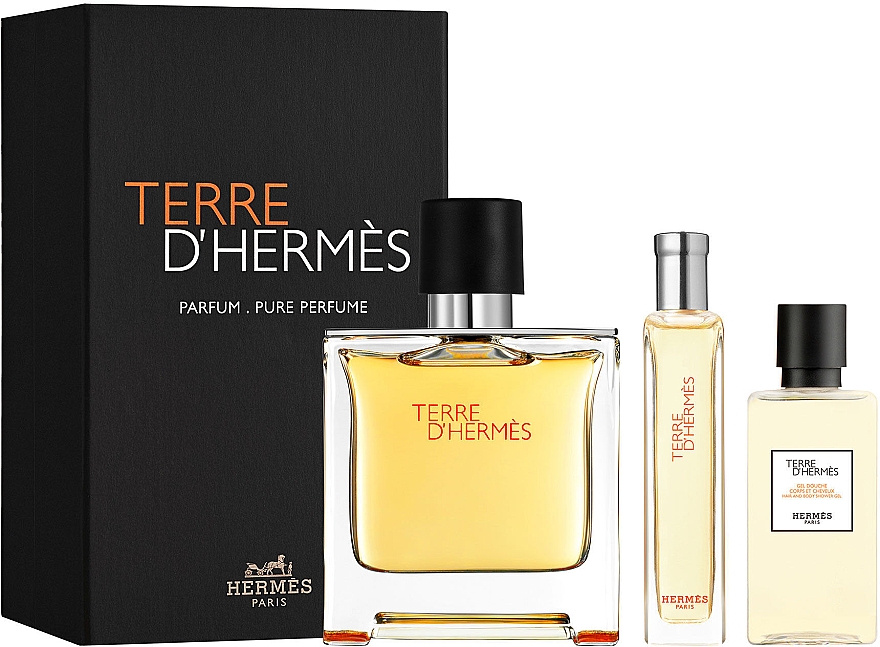 Hermes Terre d'Hermes Parfum - Набор (edp/75ml + edp/15ml + sh/g/40ml) — фото N1