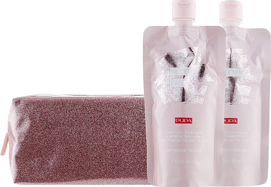 Набор - Pupa Glitter Lab Happiness Potion (bag + milk/200 ml + cream/200ml) — фото N2