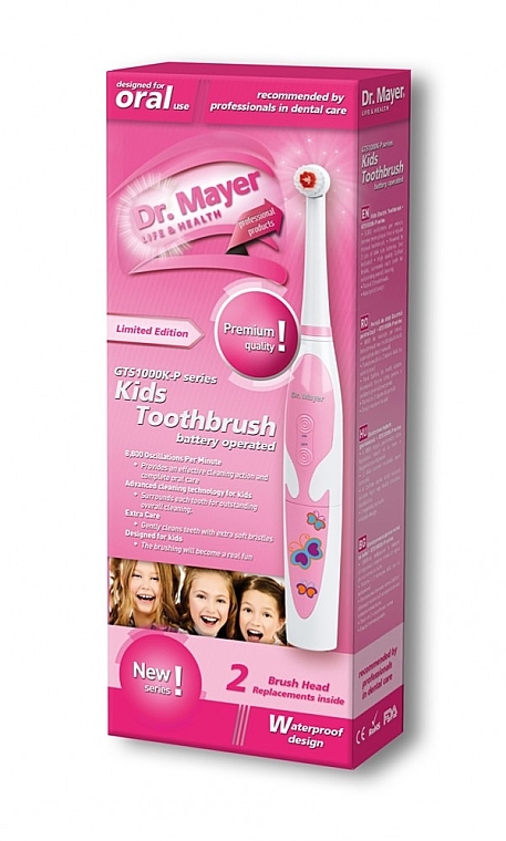 Детская электрическая зубная щетка GTS1000K, розовая - Dr. Mayer Kids Toothbrush — фото N2