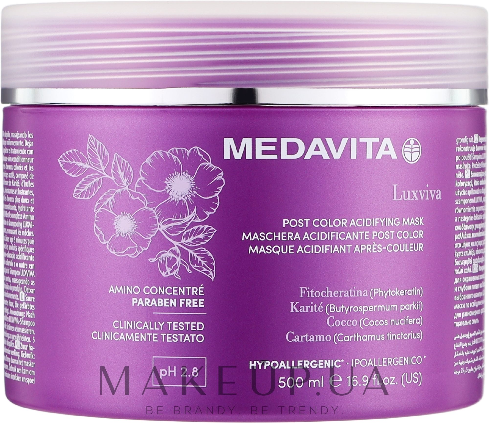 Маска постколор для окрашенных волос - Medavita Luxviva Post Color Acidifying Mask — фото 500ml