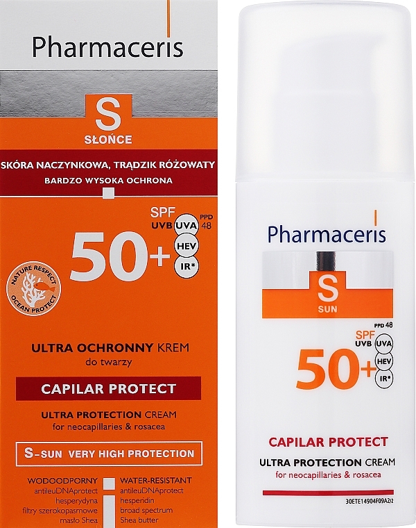 Сонцезахисний крем для обличчя - Pharmaceris S Capilar & Sun Protect Cream SPF50 — фото N2
