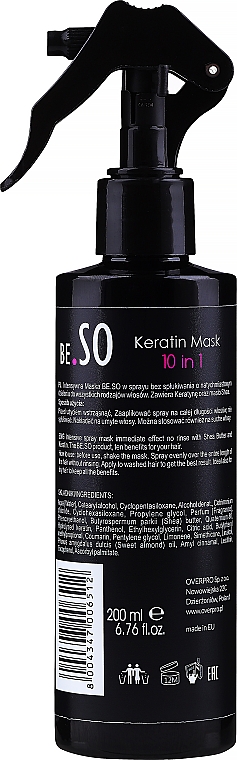 Інтенсивна незмивна маска-спрей - Beetre Be.So Sleek Keratin Mask 10 In 1 — фото N2