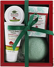 Парфумерія, косметика Набір - Kalliston Gift Box Pomegranate (body/cr/50ml + b/butter/50ml + soap/100g + sponge)