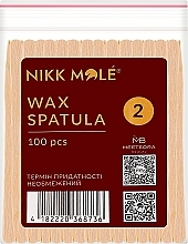 Набір дерев'яних шпателів для нанесення воску маленькі №2, 100 шт. - Nikk Mole — фото N1