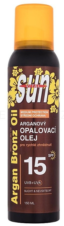 Суха сонцезахисна олія-спрей - Vivaco Sun Argan Bronz Oil Spray SPF15 — фото N1