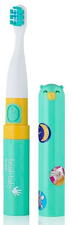 Електрична зубна щітка з наклейками, зелена - Brush-Baby Go-Kidz Pink Green Toothbrush — фото N4