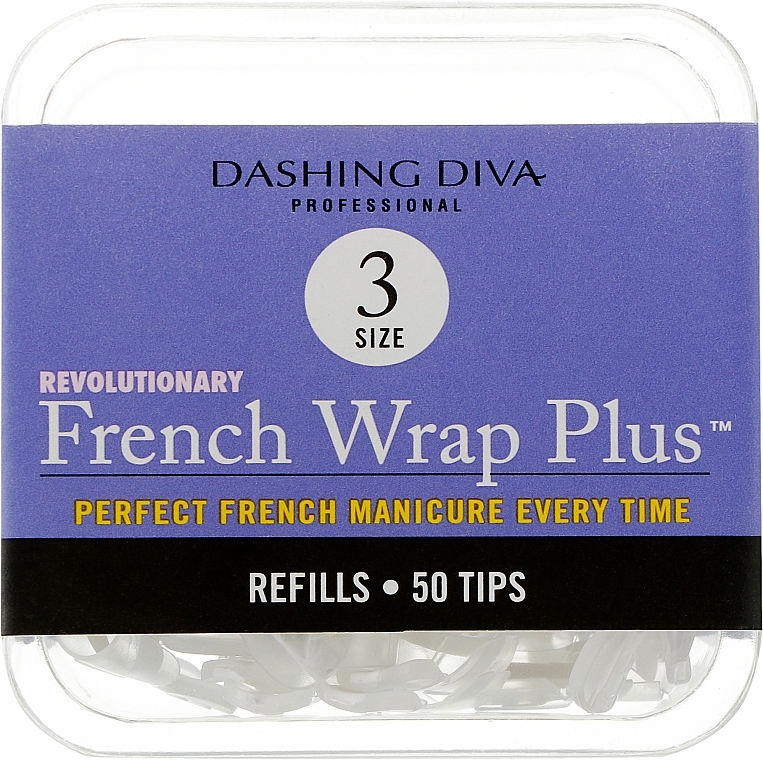 Тіпси вузькі - Dashing Diva French Wrap Plus White 50 Tips (Size - 3) — фото N1