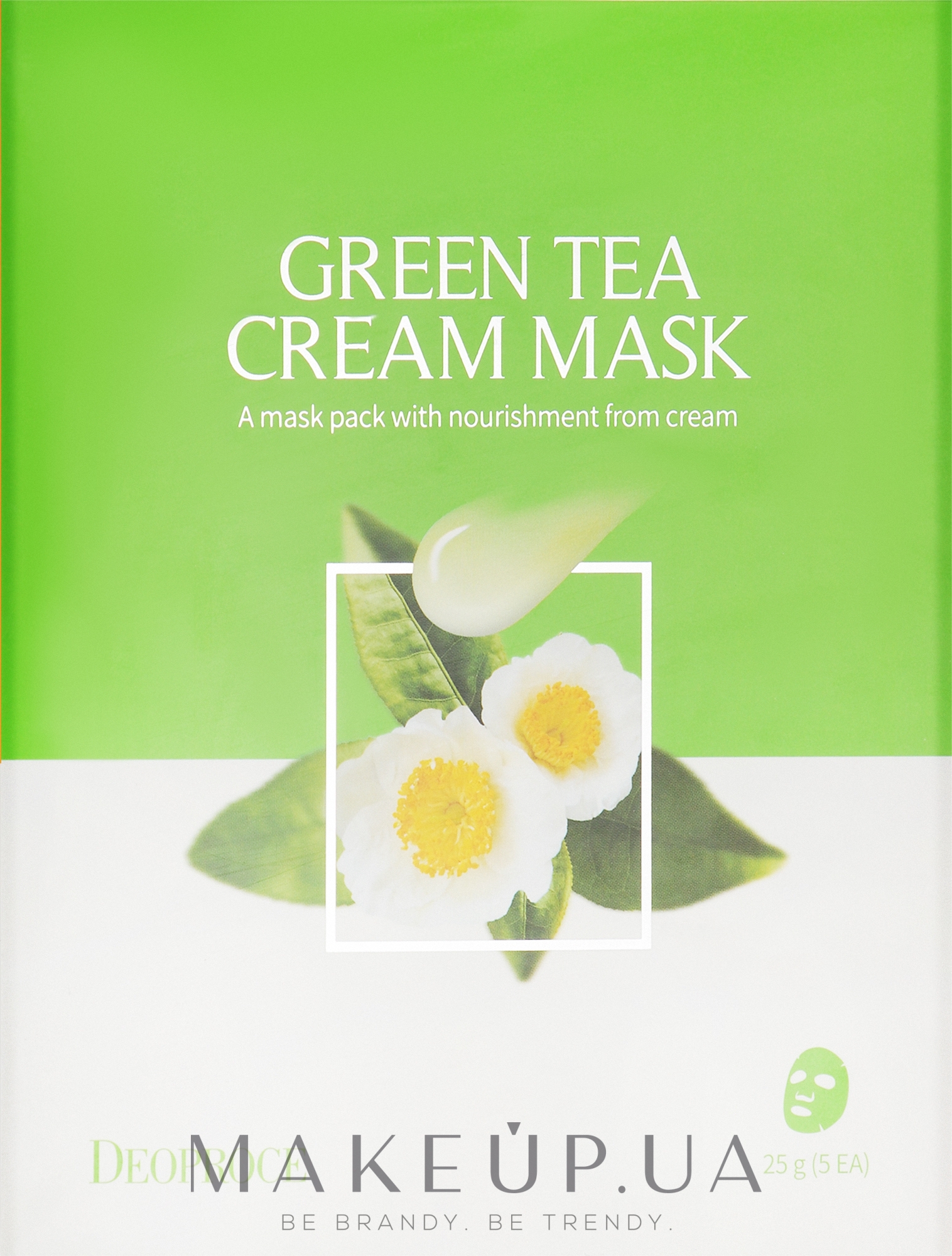 Тканевая кремовая маска для лица с экстрактом зеленого чая - Deoproce Green Tea Cream Mask — фото 5x25g