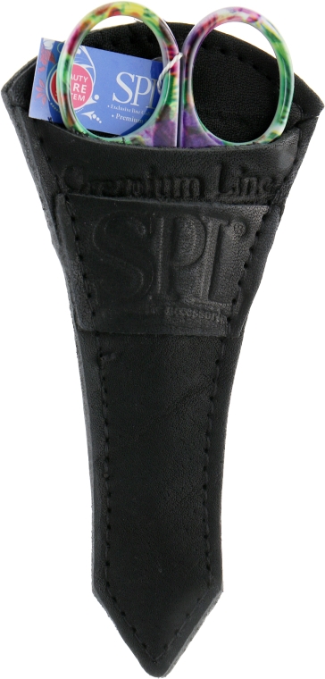 Ножницы для кутикул SPLH 11, разноцветные + черный чехол - SPL — фото N1