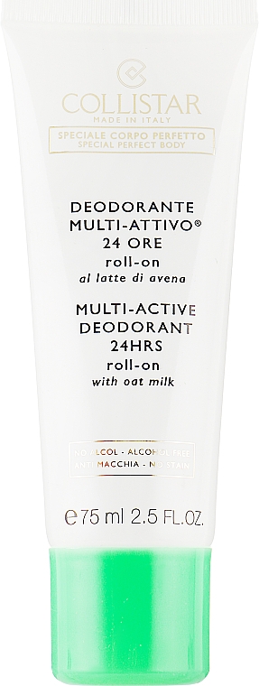 Collistar Perfect Boby Multi-Active 24h Deodorant Roll-On with Oat Milk 75  ml