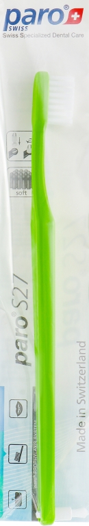 Зубна щітка "S27L", салатова - Paro Swiss Isola F (поліетиленова упаковка) — фото N1