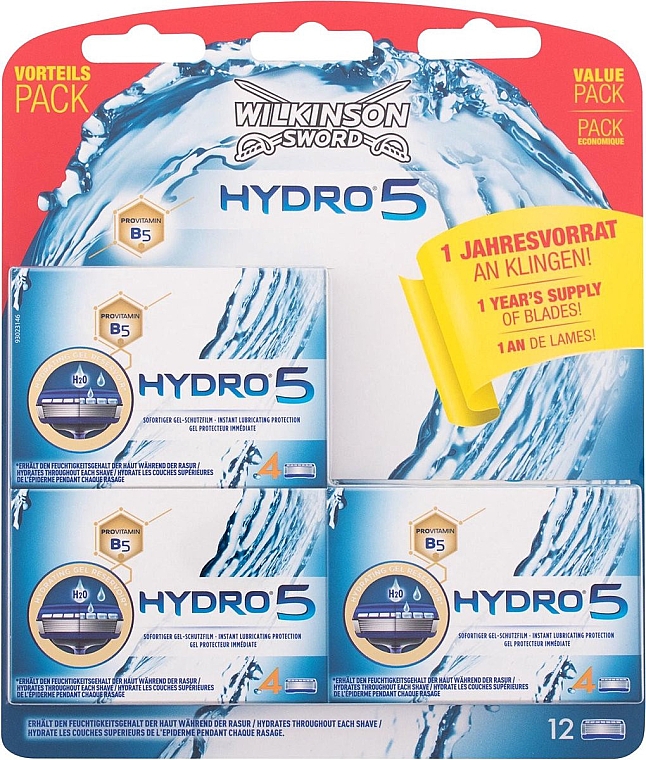 Набор сменных лезвий "Hydro 5", 12 шт. - Wilkinson Sword Hydro 5 — фото N1