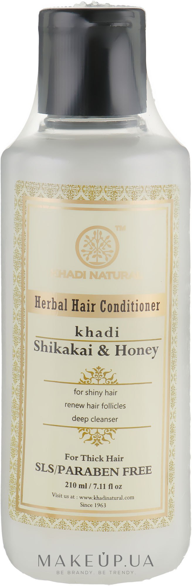 Натуральный травяной кондиционер для волос "Шикакаи и Мёд" без SLS - Khadi Natural Shikakai & Honey Hair Conditioner — фото 210ml