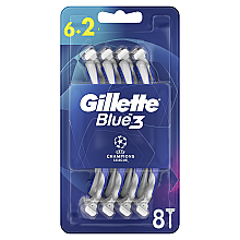 Духи, Парфюмерия, косметика Набор одноразовых станков для бритья, 6+2шт - Gillette Blue3 Comfort Football