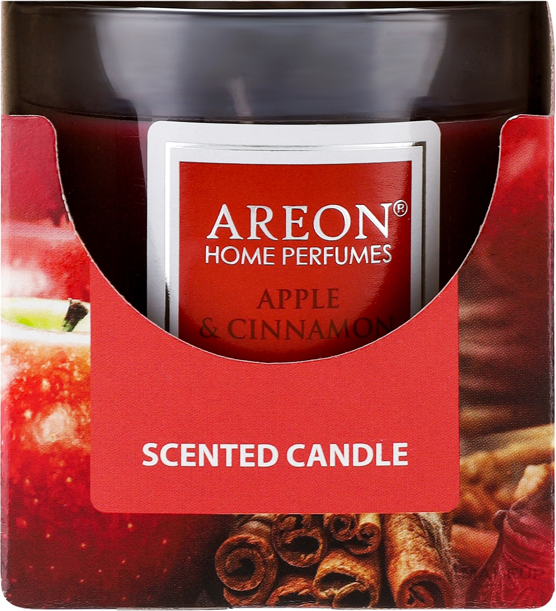 Ароматична свічка в склянці "Яблуко і кориця" - Areon Home Perfumes Apple & Cinnamon Scented Candle — фото 120g