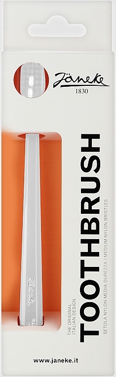 Зубная щетка средней жесткости, серая - Janeke Grey Pastel Toothbrush — фото N2