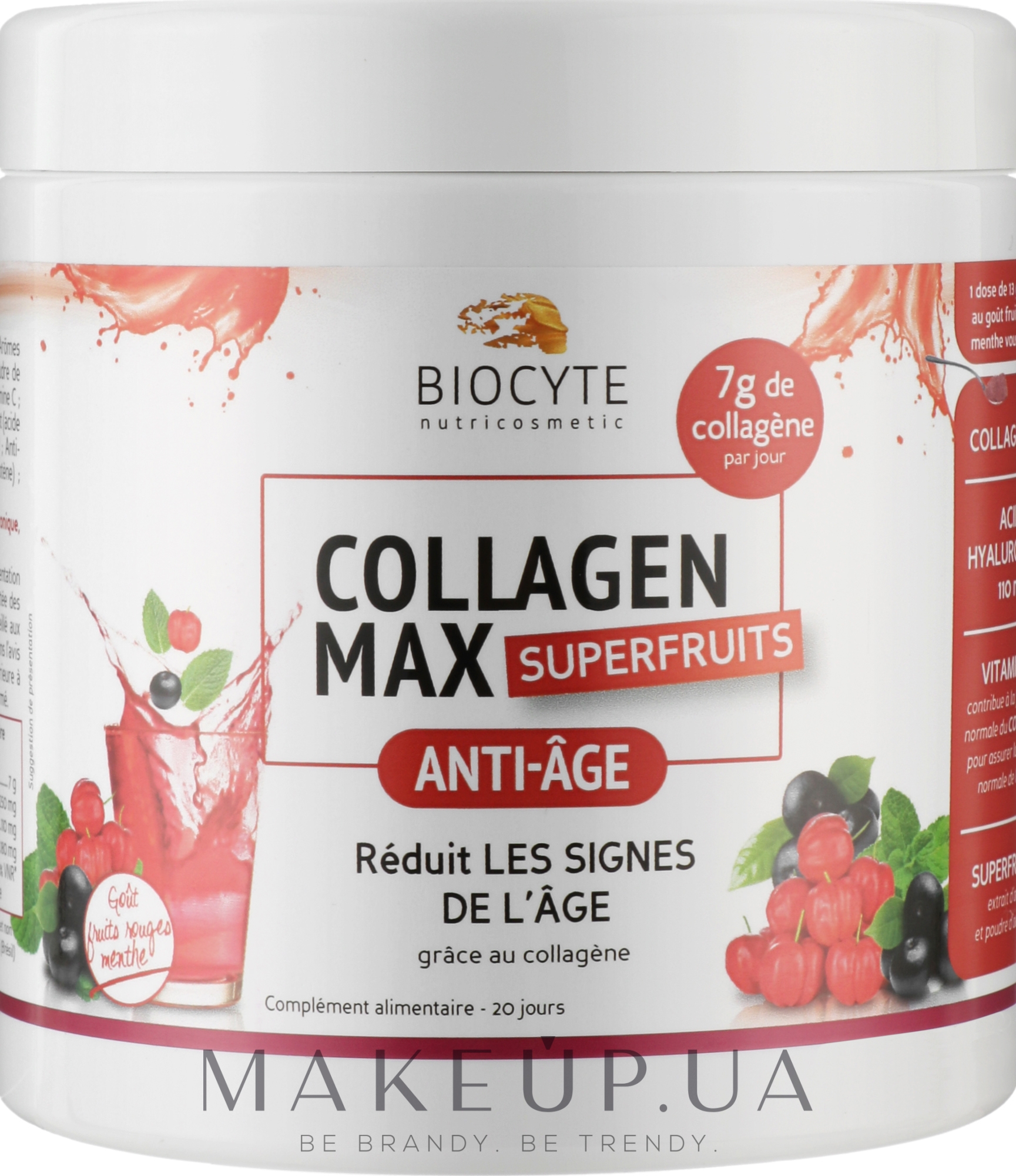 Дієтична добавка Biocytе на основі колагену з вітаміном С та гіалуроновою кислотою у формі розчинного порошку зi смаком фруктів - Biocyte Collagen Max Superfruits — фото 260g