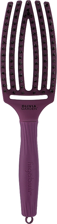 Щетка для волос изогнутая продувная, пурпурный - Olivia Garden Fingerbrush Think Pink 2022 Deep Purple — фото N1