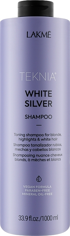 Тонирующий шампунь для нейтрализации желтого оттенка волос - Lakme Teknia White Silver Shampoo — фото N4
