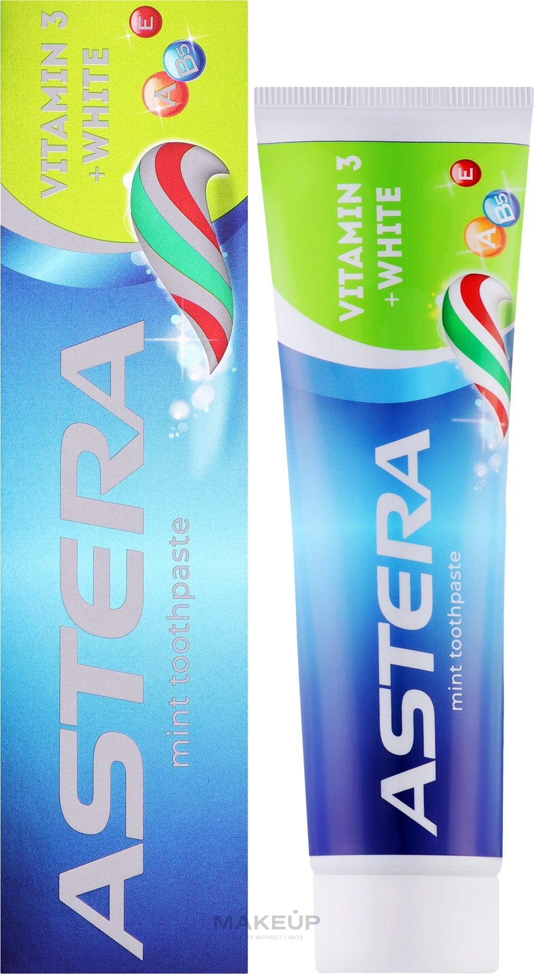Зубная паста с витаминами, отбеливающая - Astera Active+ Vitamine 3 + White — фото 110g