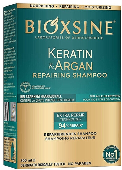 Відновлювальний шампунь для волосся - Biota Bioxsine Keratin & Argan Repairing Shampoo — фото N2