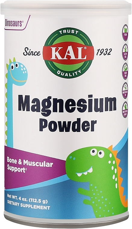 Магний для детей в порошке, без вкуса - Kal Magnesium Powder 200 Mg Unflavored — фото N1