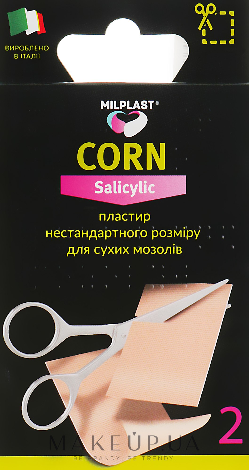 Пластырь нестандартного размера для сухих мозолей - Milplast Corn Salicylic — фото 2шт