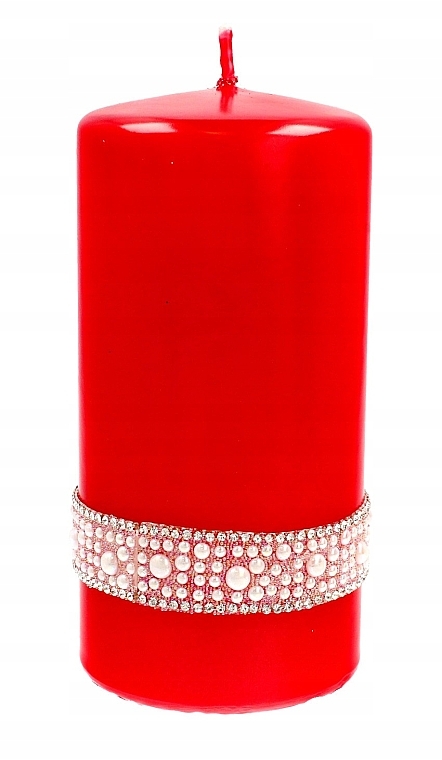 Декоративна свічка 7x10 см, червона - Artman Crystal Opal Pearl — фото N1