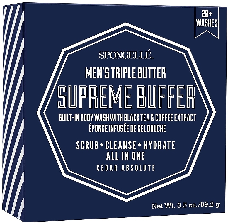 Мужская пенная многоразовая губка для душа - Spongelle Men's Cedar Absolute Supreme Buffer  — фото N2