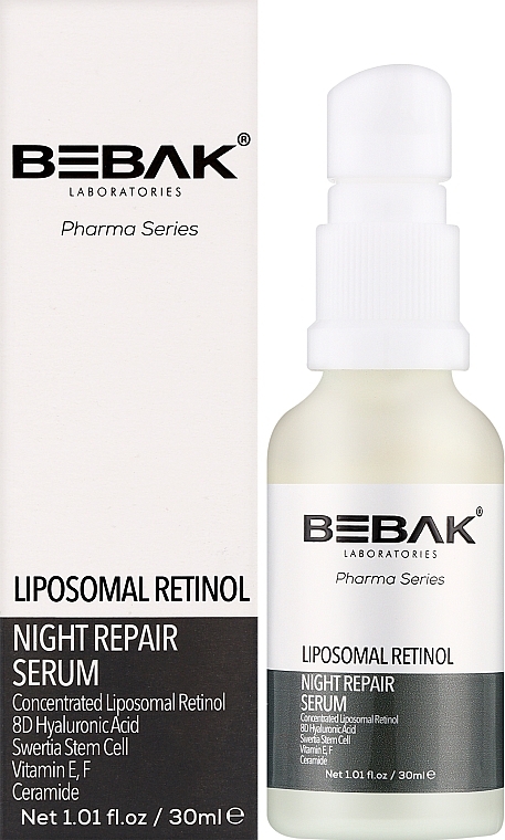 Нічна сироватка для обличчя з ліпосомальним ретинолом - Bebak Night Repair Serum — фото N2