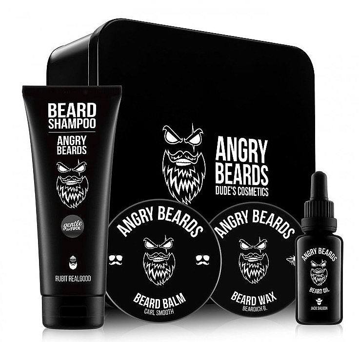 Набір - Angry Beards Saloon (beard/sham/250ml + b/oil/30ml + b/balm/50ml + b/wax/30ml) — фото N1