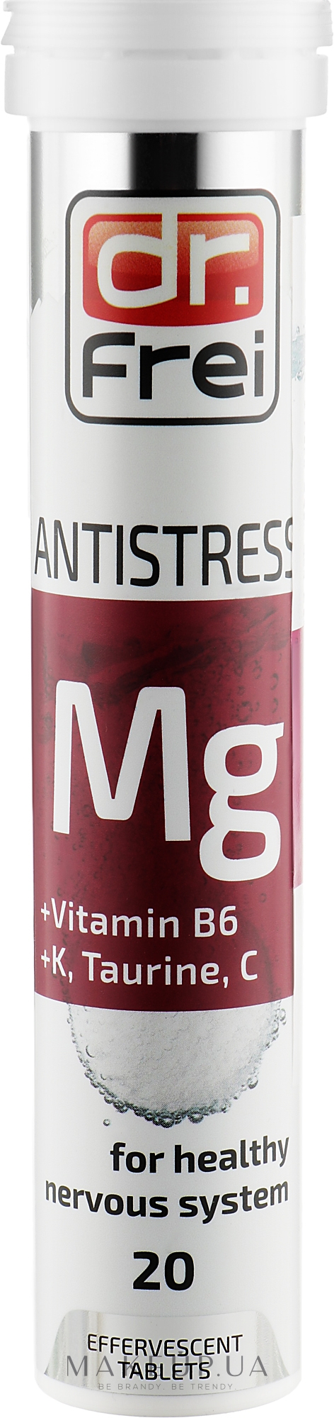 Шипучі таблетки-антистрес "Магній + вітамін В6 + К + таурин + С" - Dr. Frei Antistress — фото 20шт