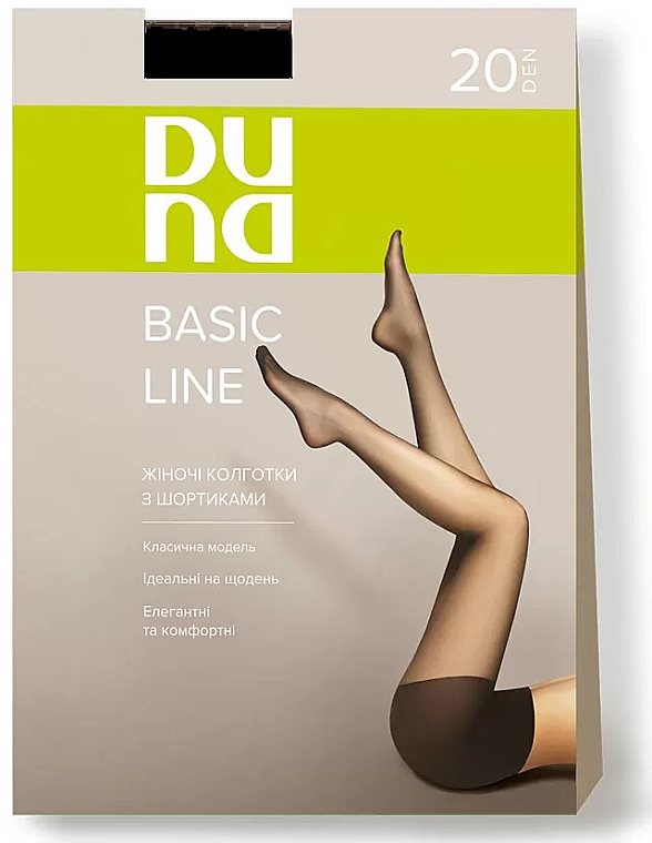 Колготки женские с шортиками "Basic Line", 20 Den, черный - Duna — фото N1