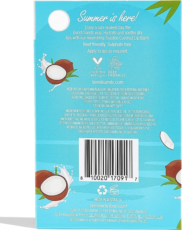 Зволожувальний бальзам для губ - Bondi Sands Lip Balm with Vitamin E Toasted Coconut — фото N3