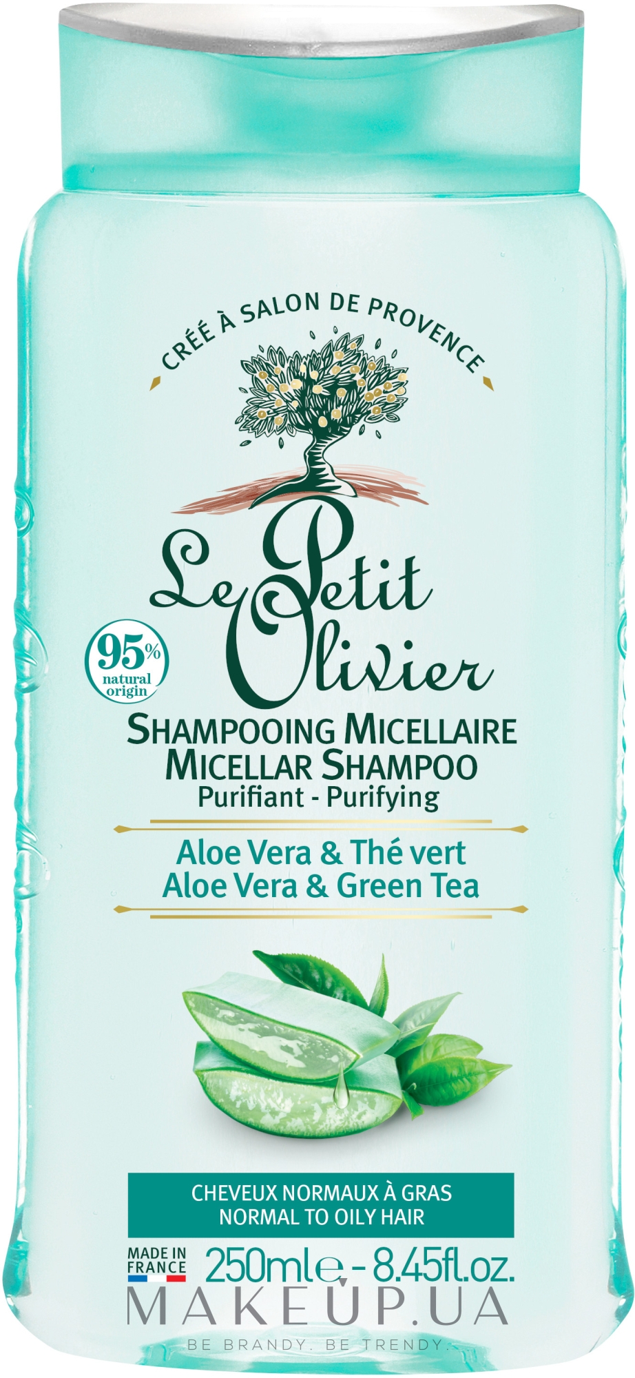 Міцелярний шампунь для нормального та жирного волосся - Le Petit Olivier Aloe Vera & Green Tea — фото 250ml