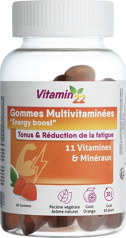 Жувальні пастилки "Мультивітамін, заряд енергії" - Vitamin’22 Gommes Multivitaminees Energy Boost — фото N1