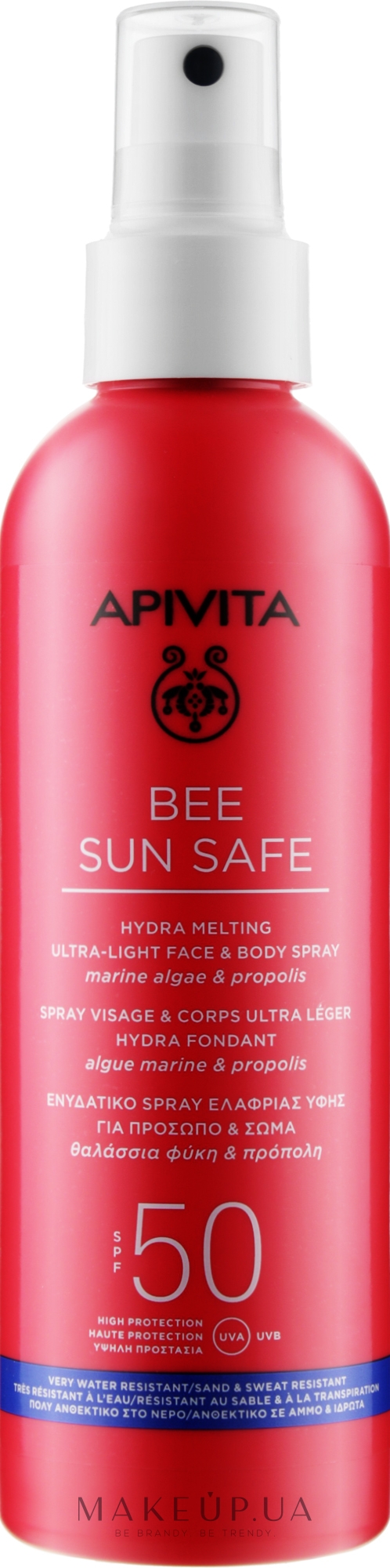 Солнцезащитный спрей для лица и тела - Apivita Bee Sun Safe Hydra Melting Ultra Light Face & Body Spray SPF50 — фото 200ml