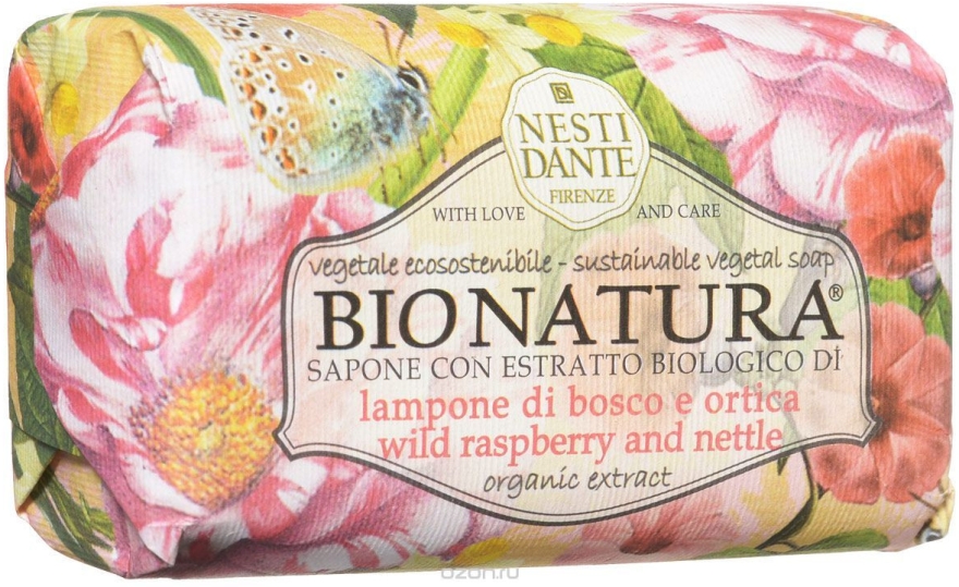 Мыло "Малина и крапива" - Nesti Dante Bionatura Wild Raspberry & Nettle Soap — фото N1