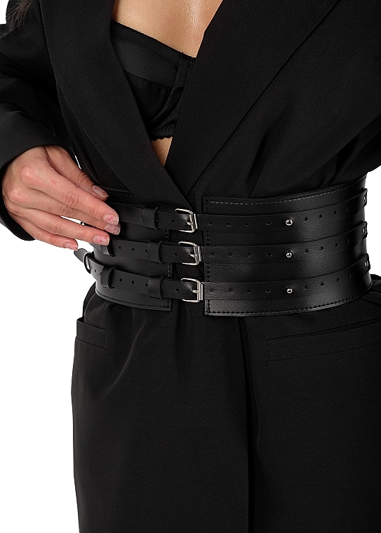 Ремінь, екошкіра, чорний "Non Grata" - MAKEUP Women’s PU Leather Belt — фото N3