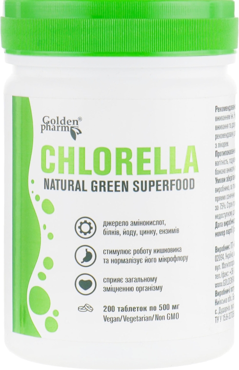 Пищевая добавка "Хлорелла" - Голден-Фарм Natural Green Superfood Chlorella — фото N2