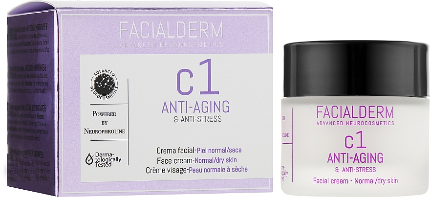 Крем против старения и стресса, для нормальной и сухой кожи - Facialderm C1 Anti-Age And Anti-Stress Cream — фото N2