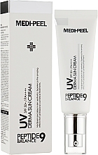 Солнцезащитный крем с пептидами - Medi Peel Peptide 9 UV Derma Sun Cream SPF 50+ PA+++ — фото N2