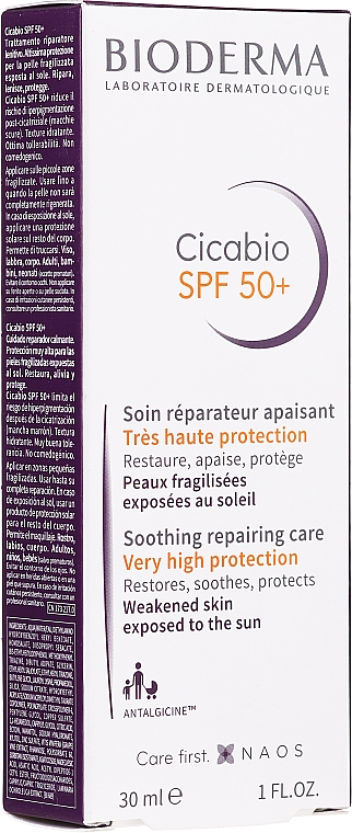 Солнцезащитный крем - Bioderma Cicabio Soothing Repairing Care SPF50 — фото N1