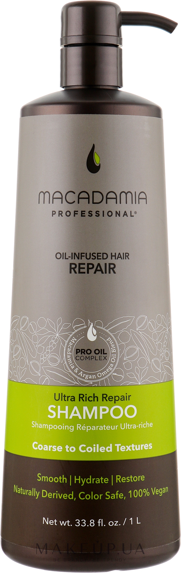 Восстанавливающий шампунь для очень густых волос - Macadamia Professional Ultra Rich Repair Shampoo — фото 1000ml