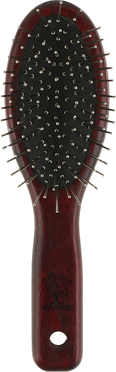 Щетка для волос, овальная, 4896, с темным деревянным корпусом - Top Choice — фото N1
