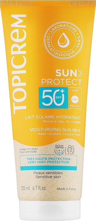 Увлажняющее солнцезащитное молочко для тела SPF50+ - Topicrem Sun Protect Moisturuzung Sun Milk — фото N2