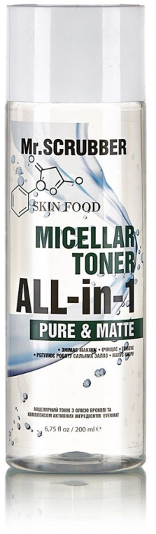 Мицеллярный тоник с маслом брокколи - Mr.Scrubber Skin Food Micellar Toner Pure & Matte — фото N1