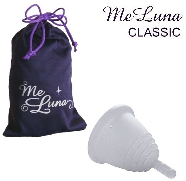 Менструальная чаша с ножкой, размер M, прозрачная - MeLuna Classic Shorty Menstrual Cup Stem — фото N1